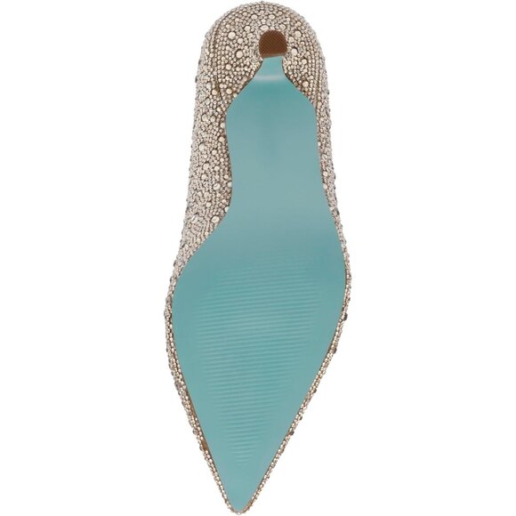 NWB Betsey Johnson Scout Rhinestone Pumps, Light Gold - Picture 5 of 9